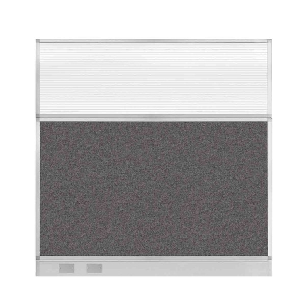 Hush Panel Cubicle Partition 6' x 6' Charcoal Gray Fabric Clear Fluted Window w/ Cable Channel